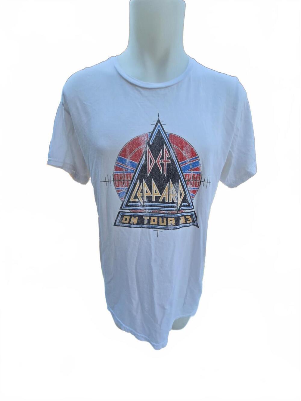 Def Leppard Retro Brand Men's White Short Sleeve On Tour 83 Graphic T-Shirt Size